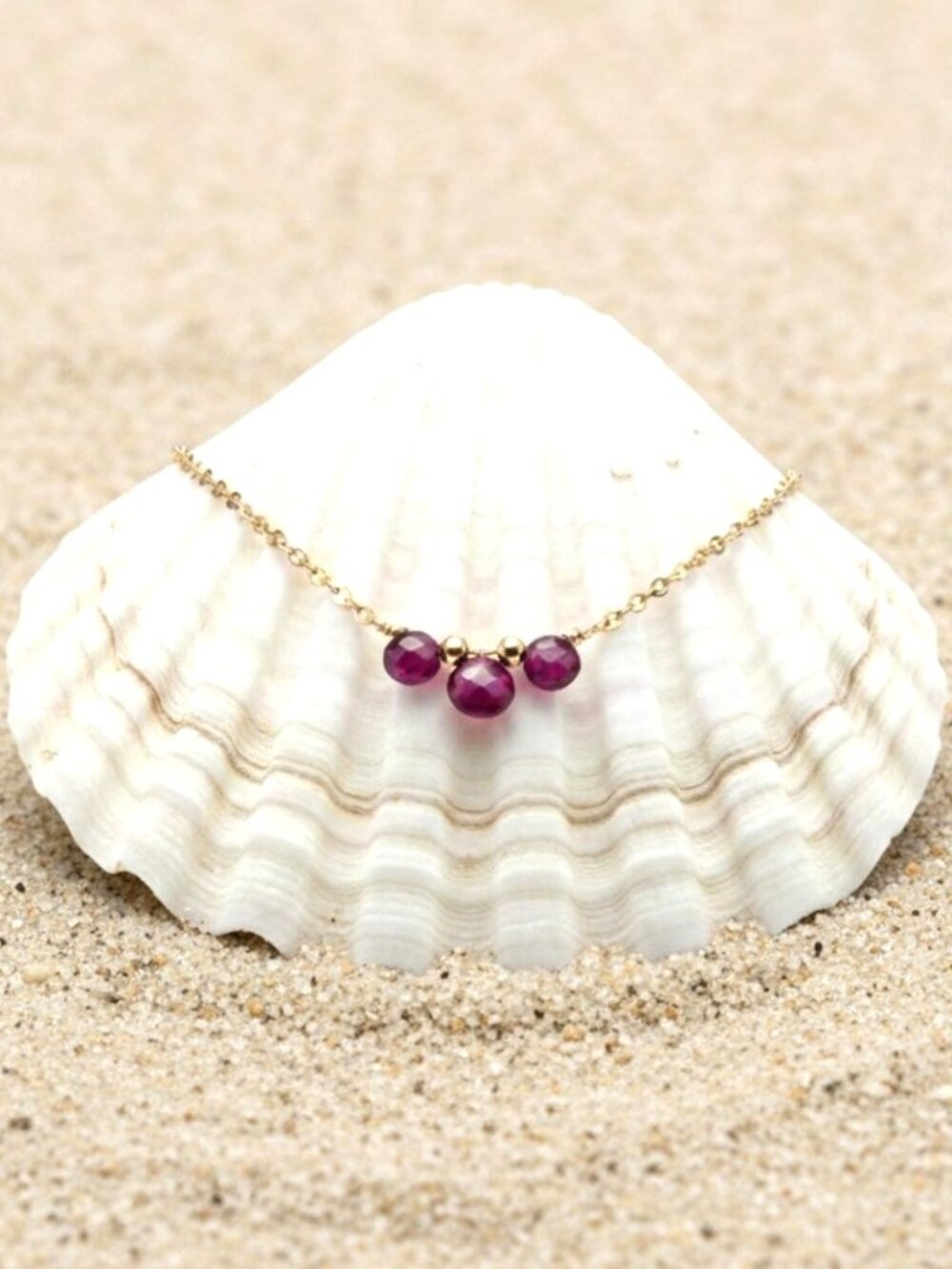 Romance Natural Ruby Necklace 14k Rose Gold Filled July Birthstone
